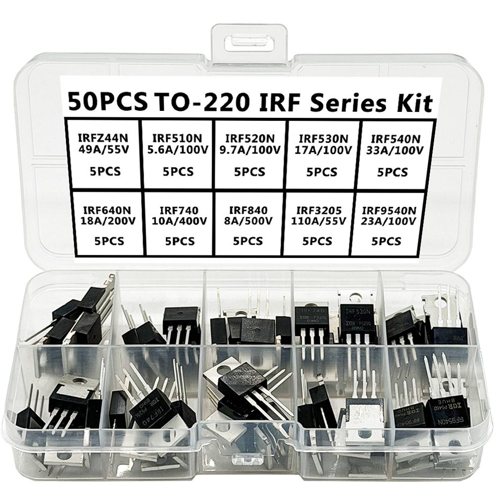Mosfet Transistor Set - 50개 TO-220 IRF 시리즈 키트 IRFZ44N