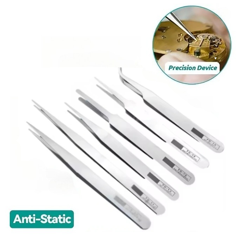 6Pcs 정전기 방지 스테인레스 스틸 핀셋 세트 전자  - Diy Electronics Repair 리뷰 및 가격