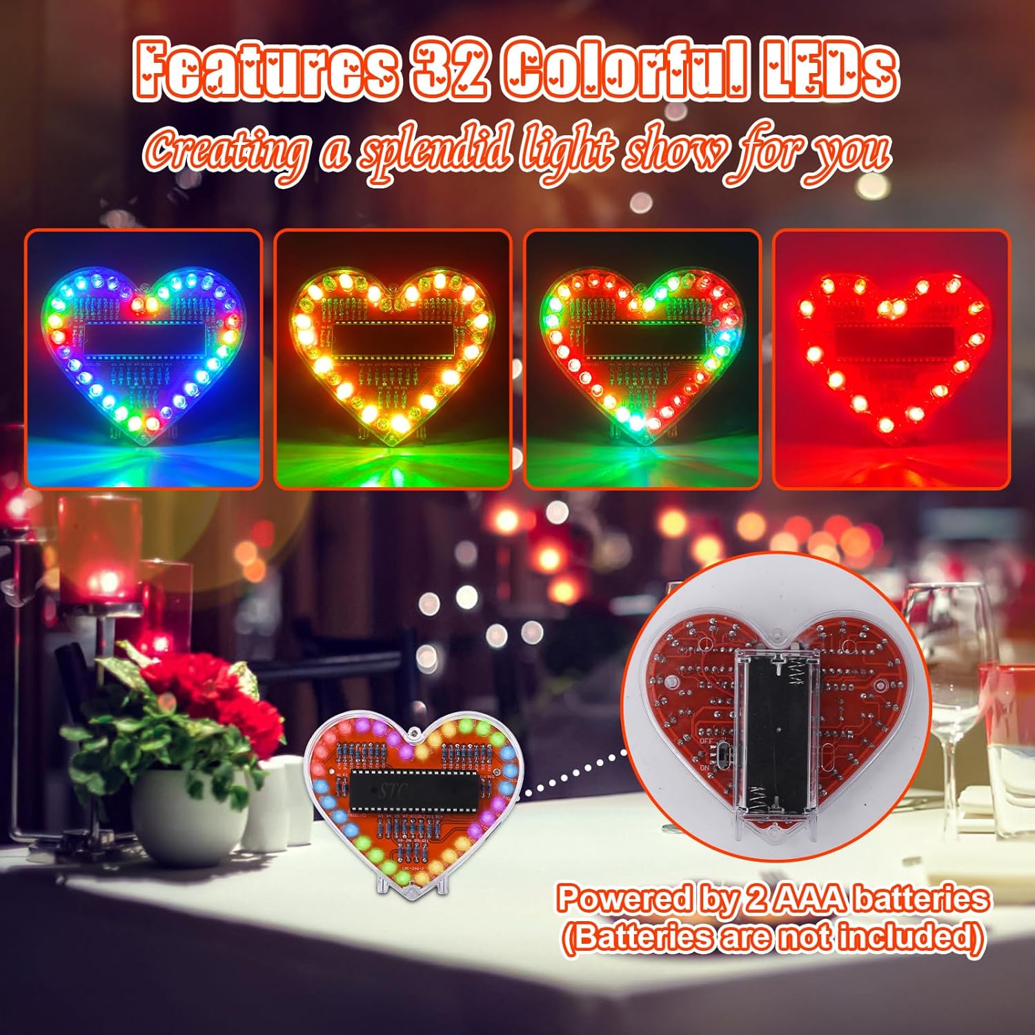DIY 전자 키트 하트 모양 LED 조명 RGB 깜박이 - Diy Electronics Projects For Students 리뷰 및 가격