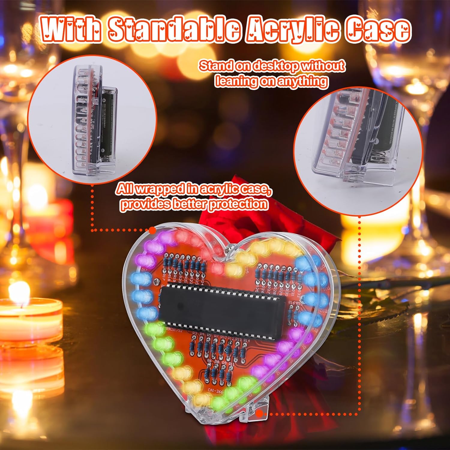 DIY 전자 키트 하트 모양 LED 조명 RGB 깜박이 - Diy Electronics Projects For Students 리뷰 및 가격