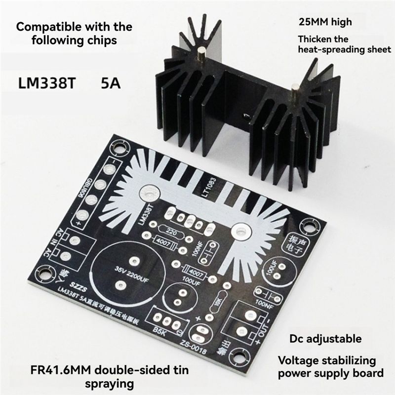 LM338 5A 출력 조정 가능한 선형 조정 전원 공급 - Diy Electronics Board 리뷰 및 가격