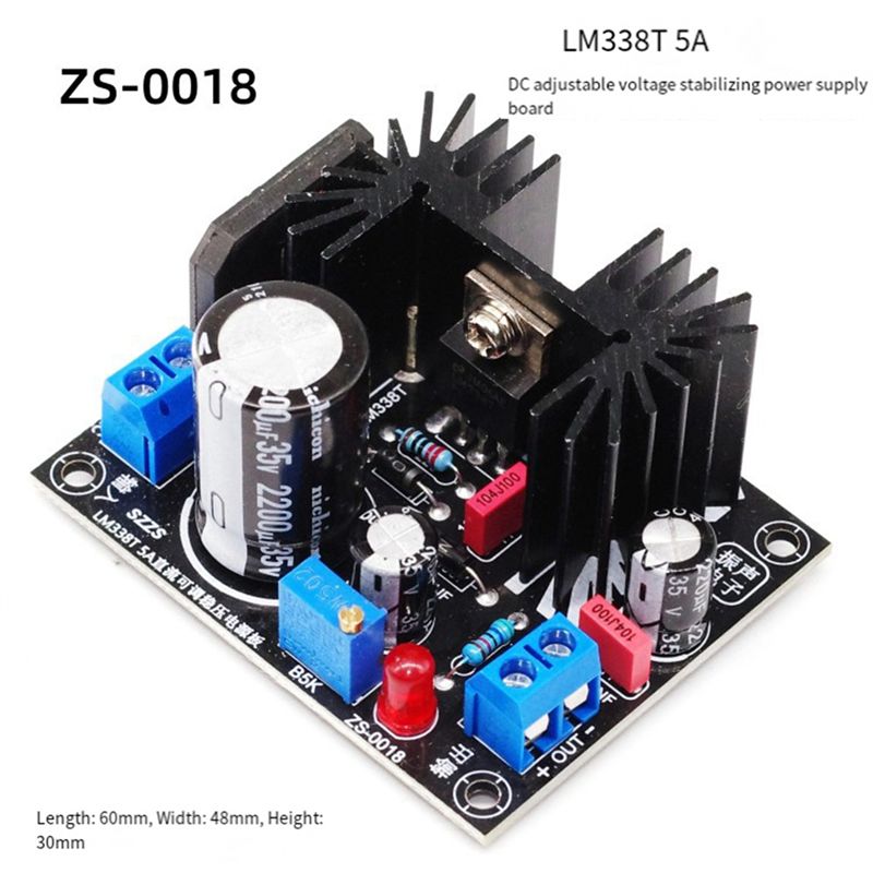 LM338 5A 출력 조정 가능한 선형 조정 전원 공급 - Diy Electronics Board 리뷰 및 가격
