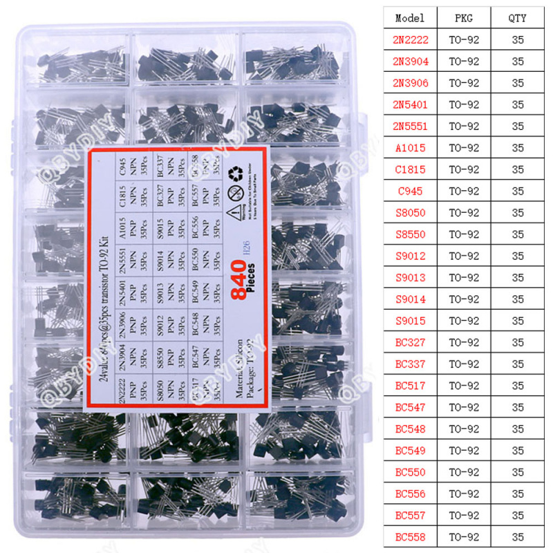 PNP/NPN 트랜지스터 모음 키트, 24 값 TO-9 - Mosfet Transistor Set 리뷰 및 가격
